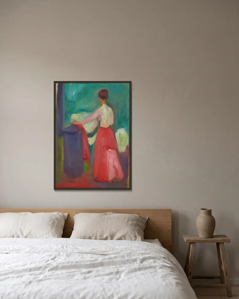Akt z czerwoną spódnicą, Edvard Munch w ramie na ścianie