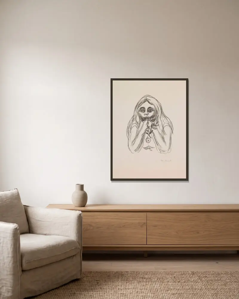 Omegas Augen von Edvard Munch gerahmt an einer Wand