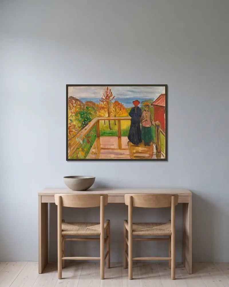 On the Veranda av Edvard Munch inramad på en vägg