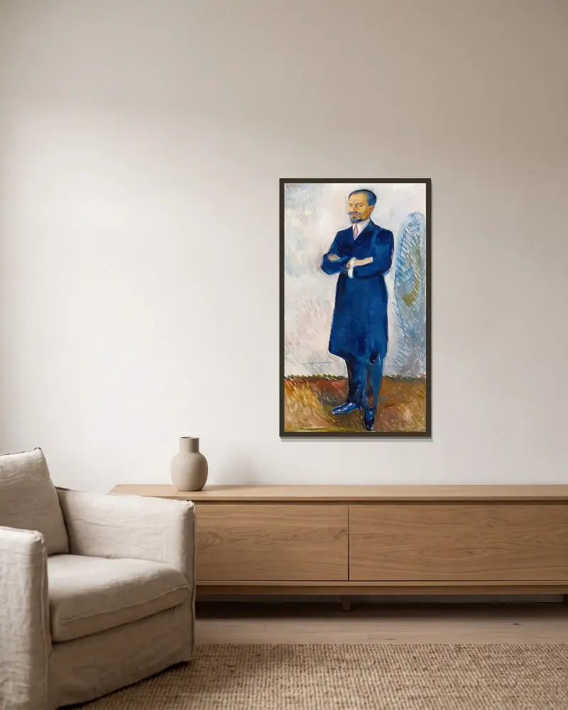 Porträtt av Ernest Thiel, 1907 – nr 2 av Edvard Munch inramad på en vägg