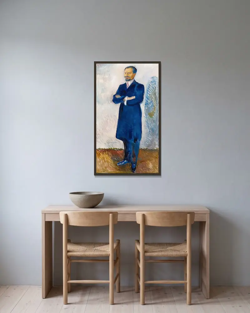 Porträtt av Ernest Thiel, 1907 – nr 2 av Edvard Munch inramad på en vägg