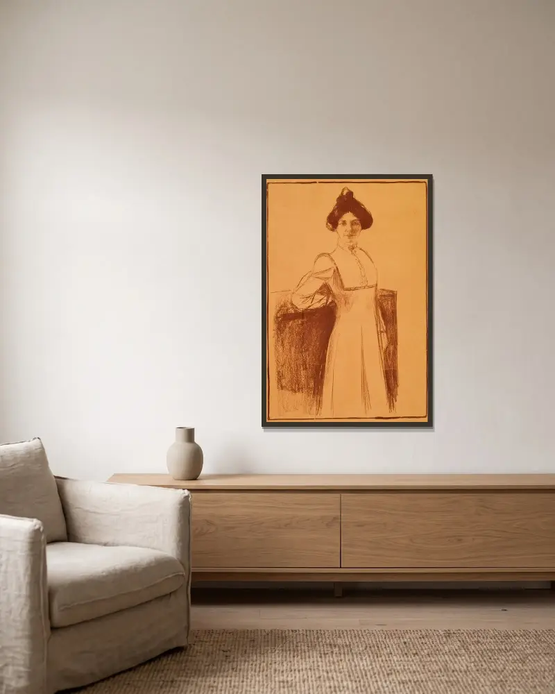 Porträt von Märta Sandal von Edvard Munch gerahmt an einer Wand
