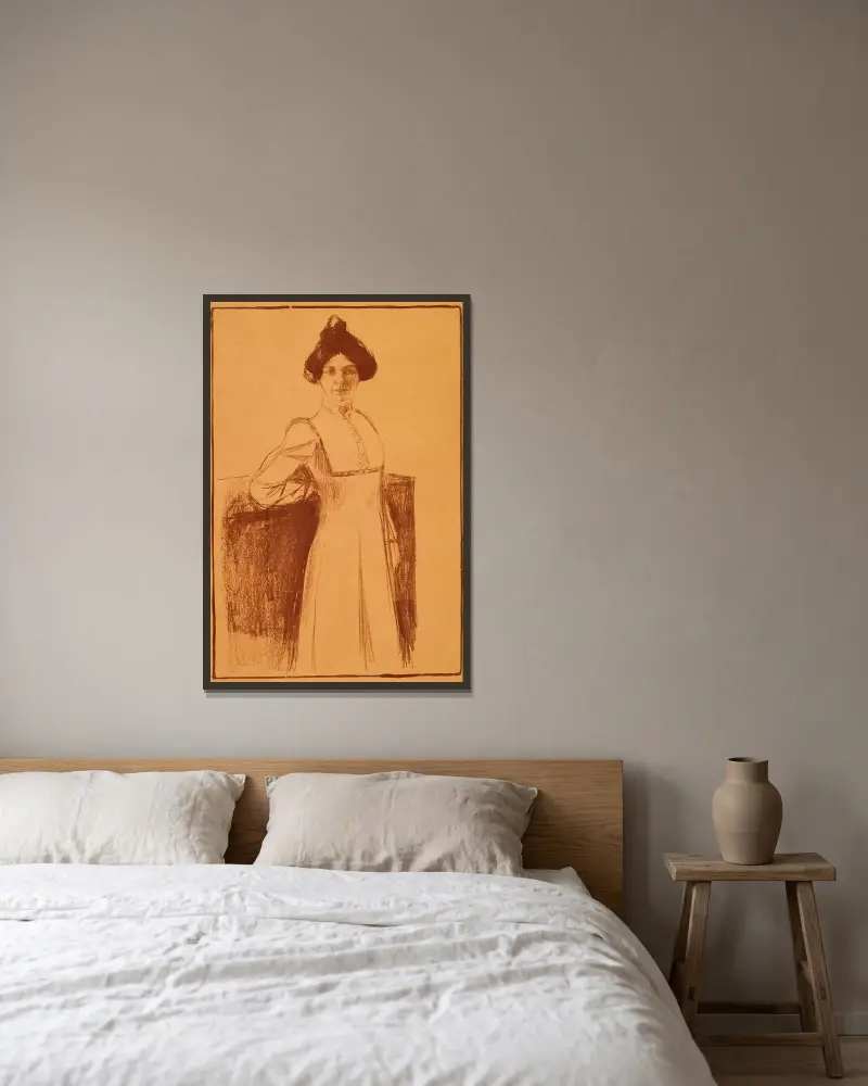 Porträt von Märta Sandal von Edvard Munch gerahmt an einer Wand