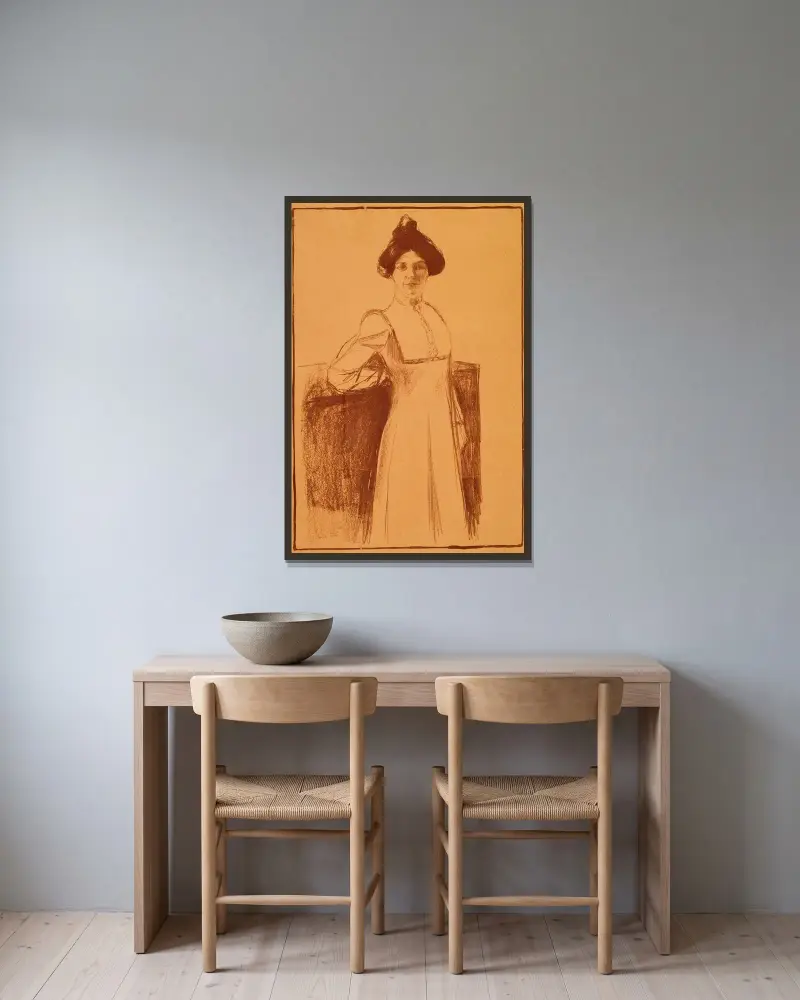 Porträt von Märta Sandal von Edvard Munch gerahmt an einer Wand