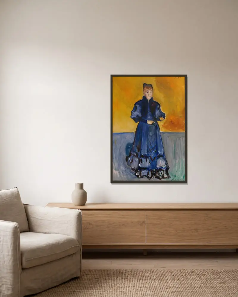 Porträtt av Elisabeth Förster-Nietzsche av Edvard Munch inramad på en vägg