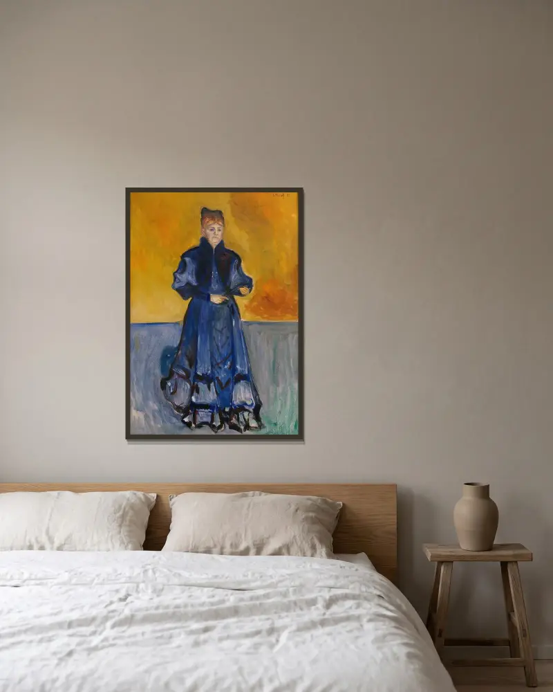 Porträtt av Elisabeth Förster-Nietzsche av Edvard Munch inramad på en vägg