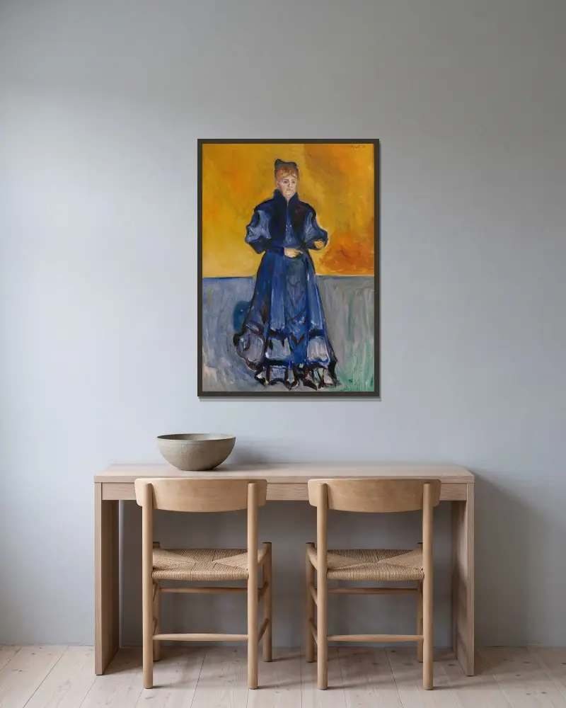 Porträtt av Elisabeth Förster-Nietzsche av Edvard Munch inramad på en vägg