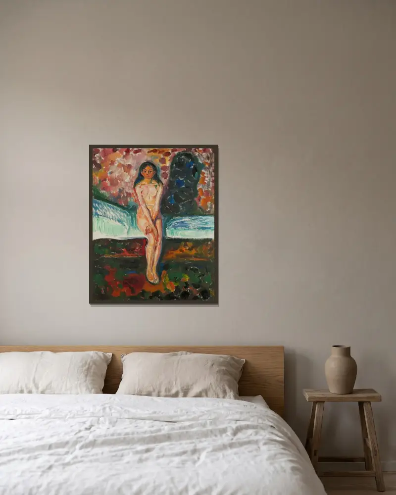 Pubertät, 1914 von Edvard Munch gerahmt an einer Wand