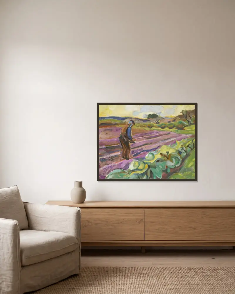 Der Sämann von Edvard Munch gerahmt an einer Wand