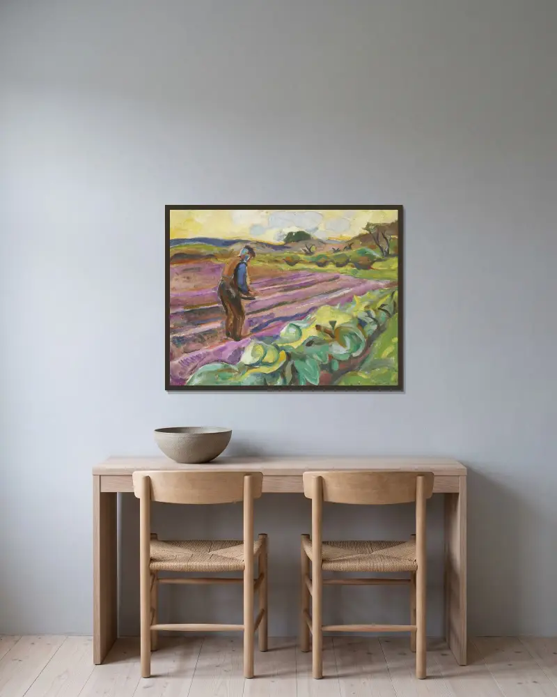 Der Sämann von Edvard Munch gerahmt an einer Wand