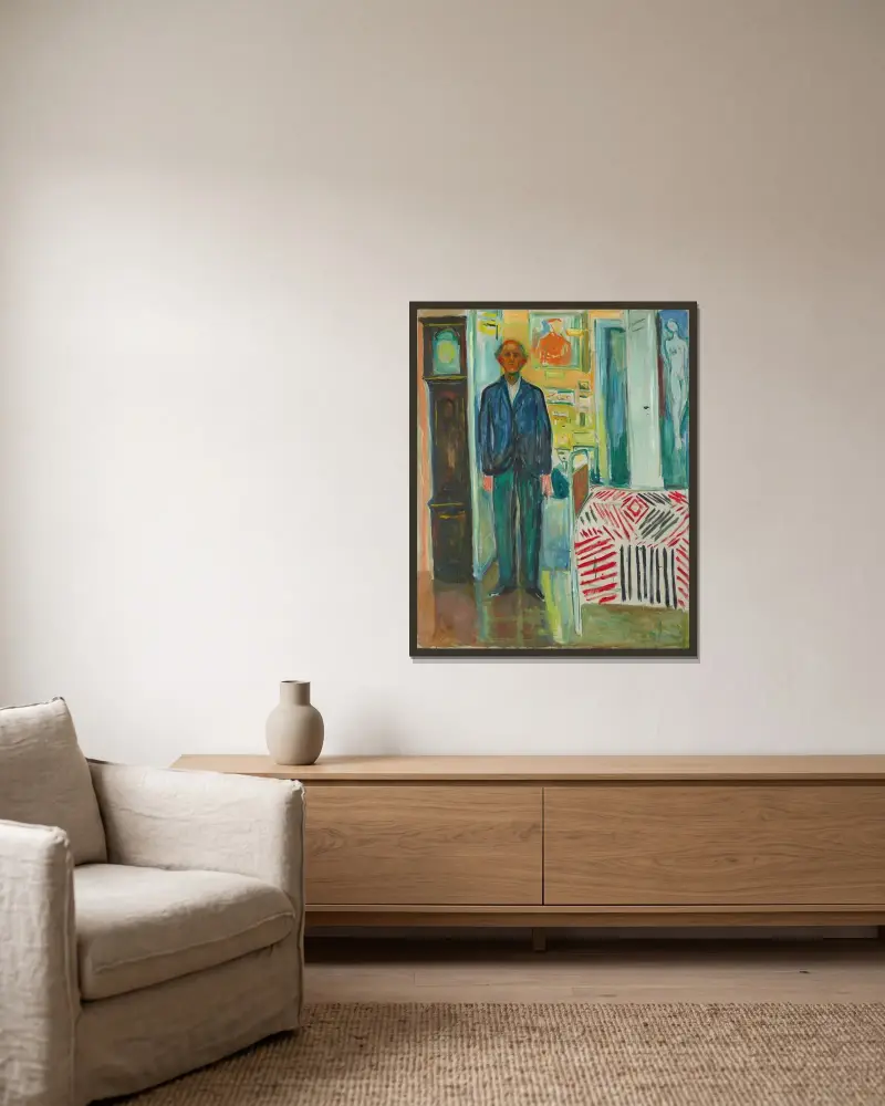Autoportret, 1940, Edvard Munch w ramie na ścianie
