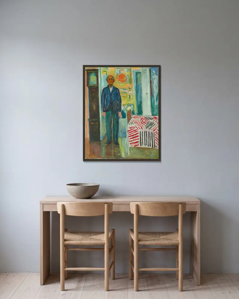 Autoportret, 1940, Edvard Munch w ramie na ścianie