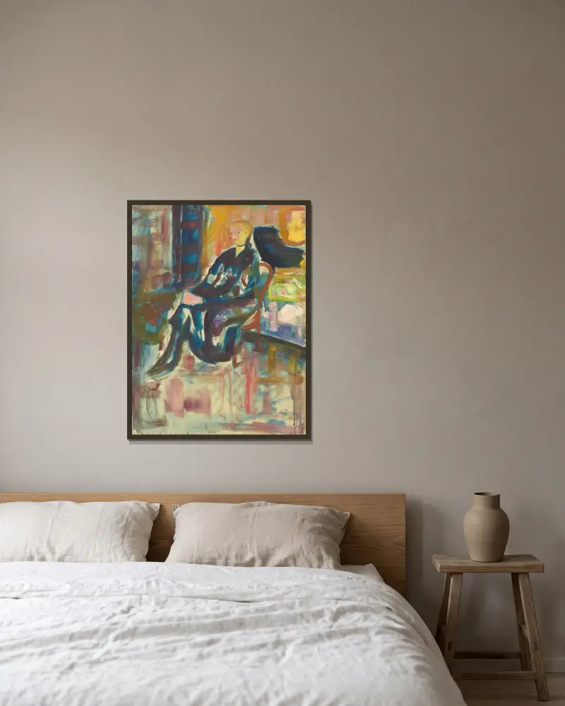 Sittende ung kvinne, 1916 – nr 2 av Edvard Munch inramad på en vägg