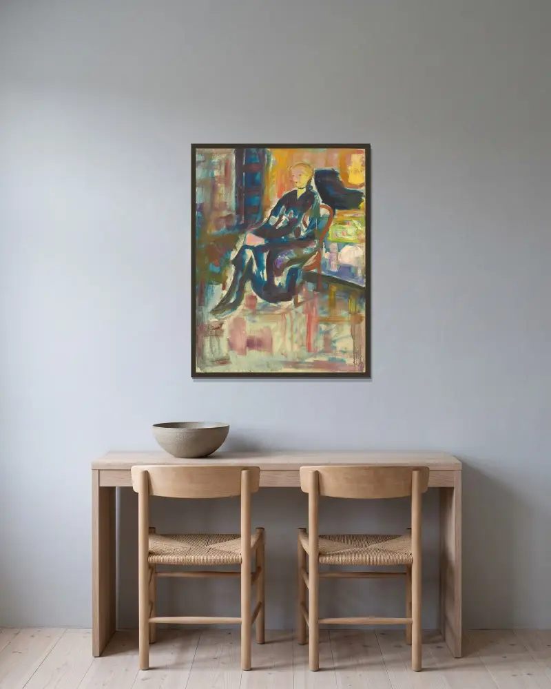 Sittende ung kvinne, 1916 – nr 2 av Edvard Munch inramad på en vägg