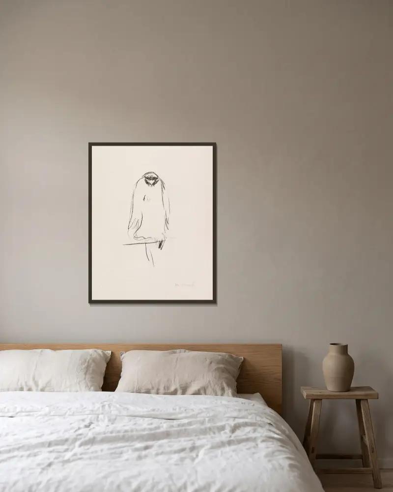 Sitzender Raubvogel. Adler av Edvard Munch inramad på en vägg