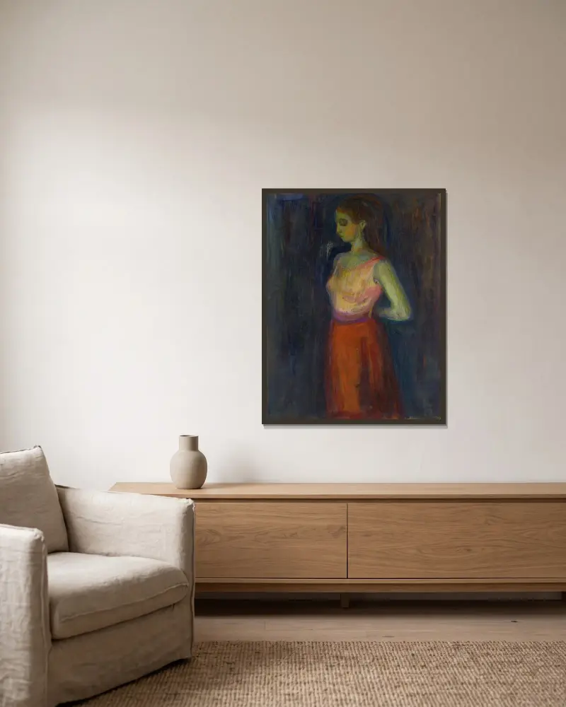 Study of a Model av Edvard Munch inramad på en vägg
