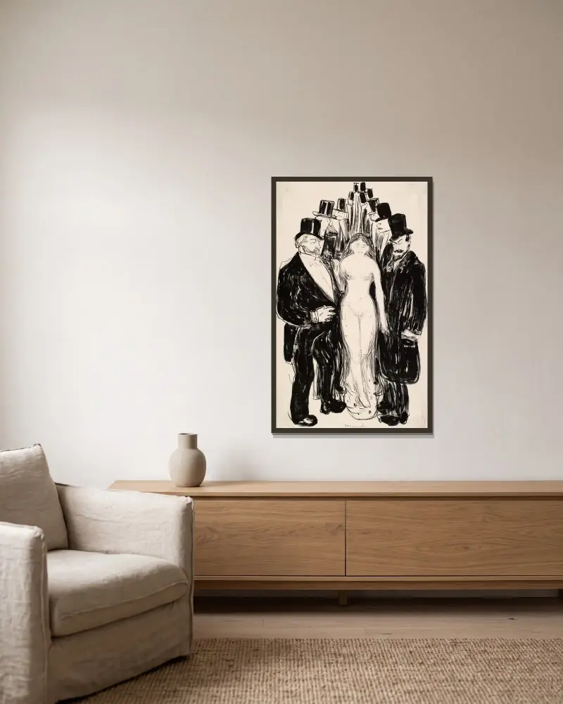 Aleja, Edvard Munch w ramie na ścianie