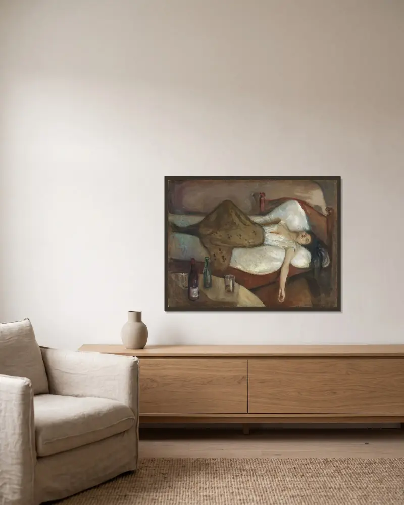 Der Tag danach von Edvard Munch gerahmt an einer Wand