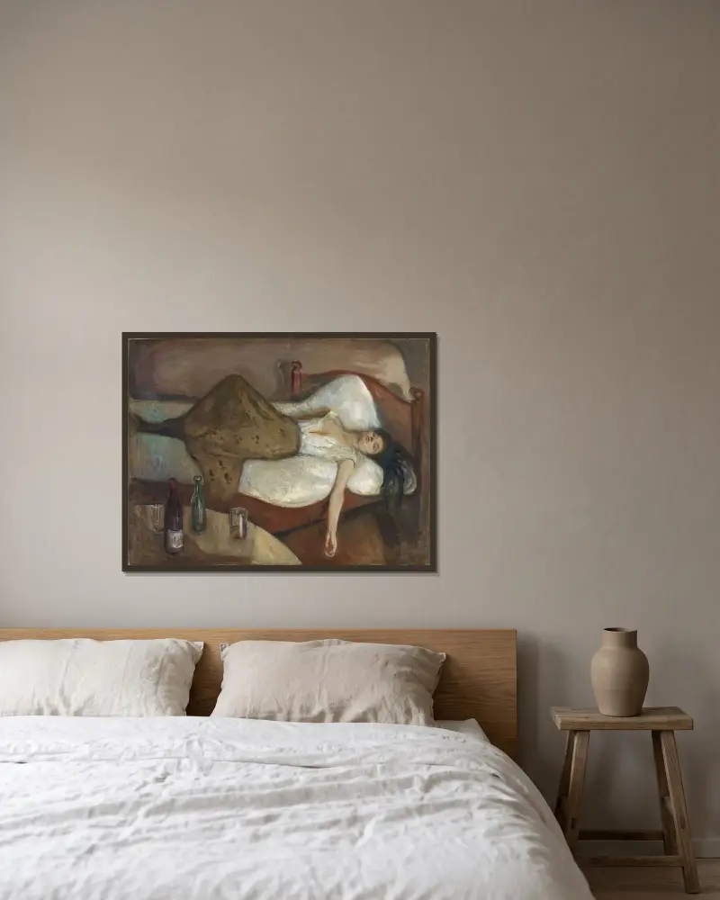 Der Tag danach von Edvard Munch gerahmt an einer Wand