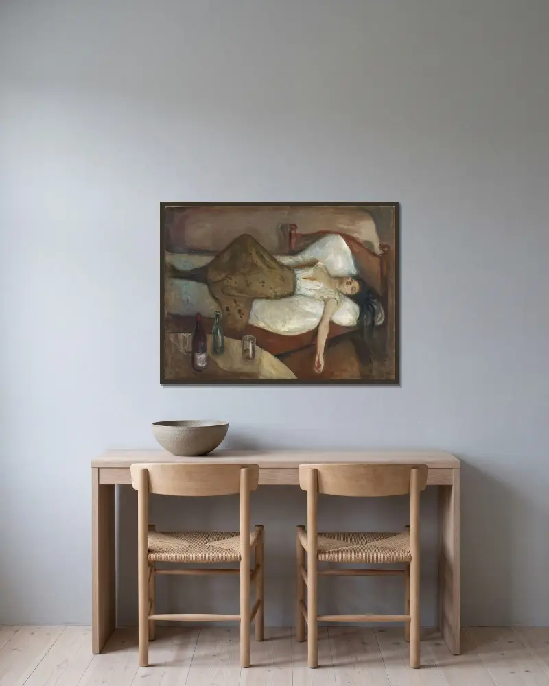 Der Tag danach von Edvard Munch gerahmt an einer Wand