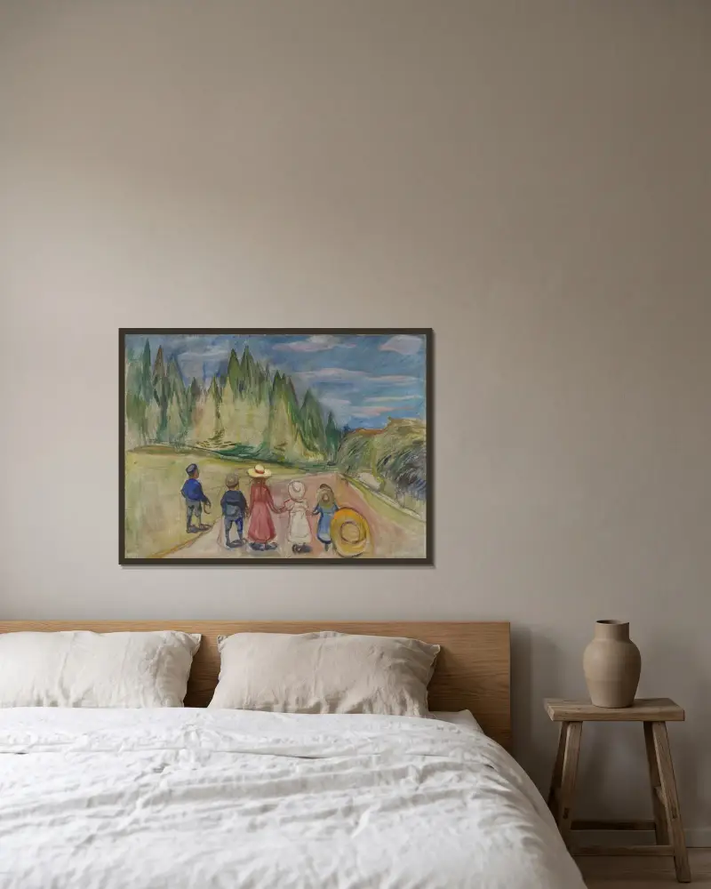 The Fairytale Forest av Edvard Munch inramad på en vägg
