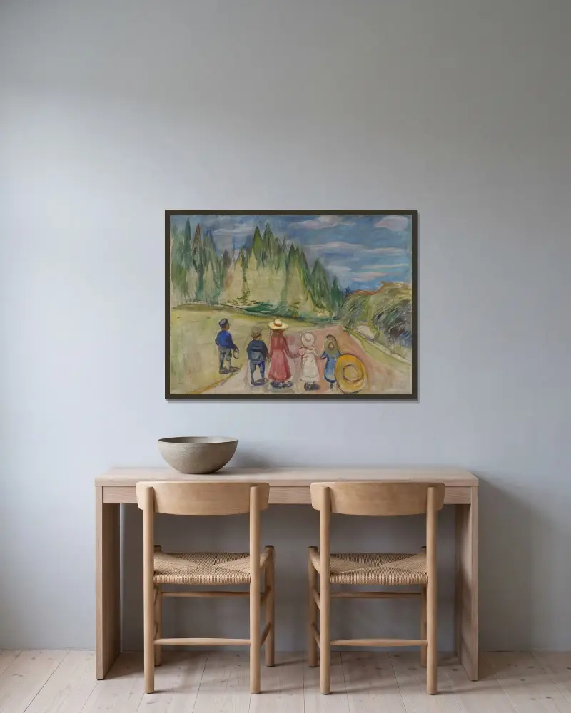 The Fairytale Forest av Edvard Munch inramad på en vägg