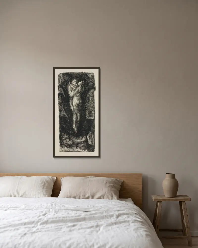 Kärlekens blomma av Edvard Munch inramad på en vägg