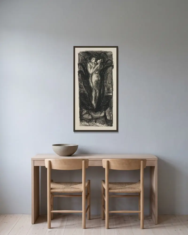 Kärlekens blomma av Edvard Munch inramad på en vägg