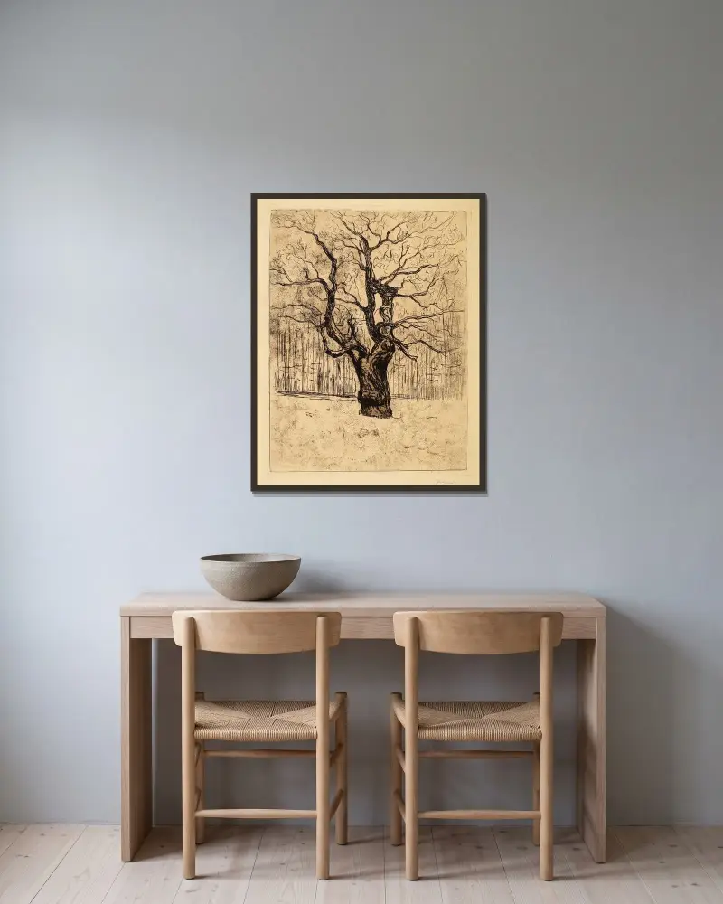 Die Eiche, Nr. 1 von Edvard Munch gerahmt an einer Wand