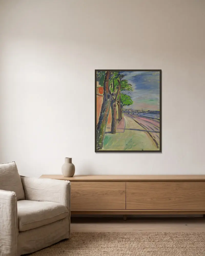 Bäume am Kanal von Edvard Munch gerahmt an einer Wand