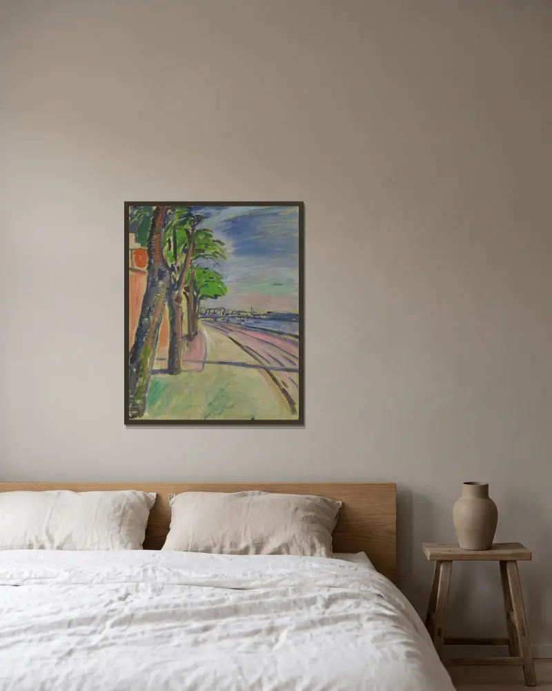 Bäume am Kanal von Edvard Munch gerahmt an einer Wand