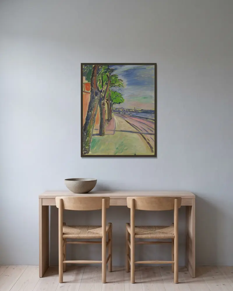 Bäume am Kanal von Edvard Munch gerahmt an einer Wand