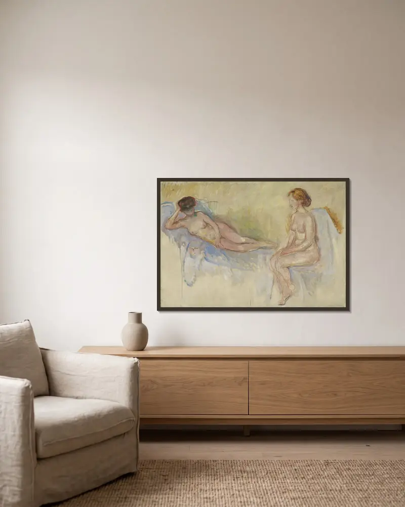 Two Nudes av Edvard Munch inramad på en vägg