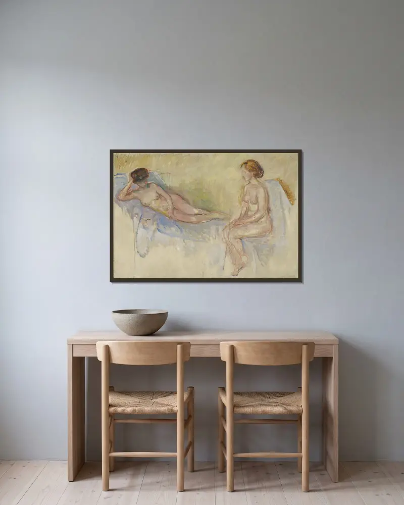 Two Nudes av Edvard Munch inramad på en vägg