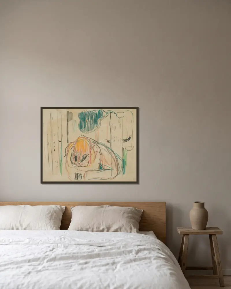 Ohne Titel 20 von Edvard Munch gerahmt an einer Wand