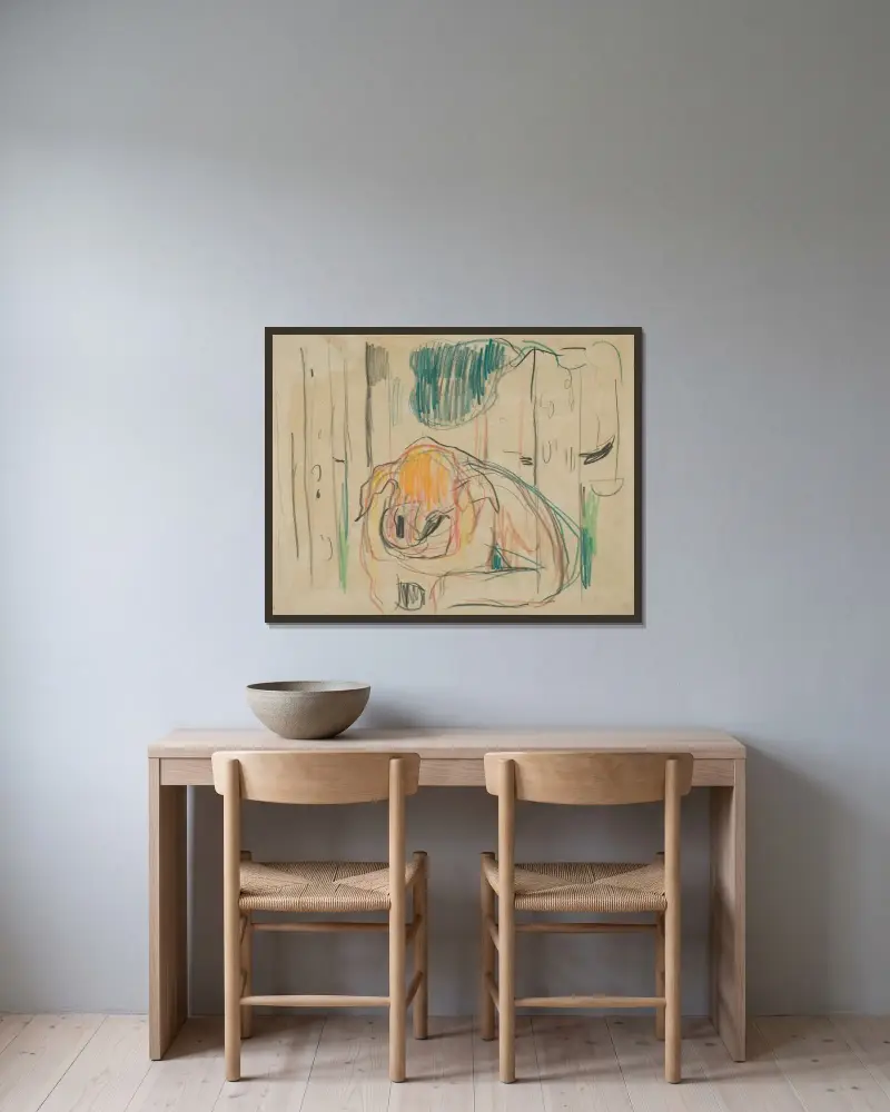 Ohne Titel 20 von Edvard Munch gerahmt an einer Wand