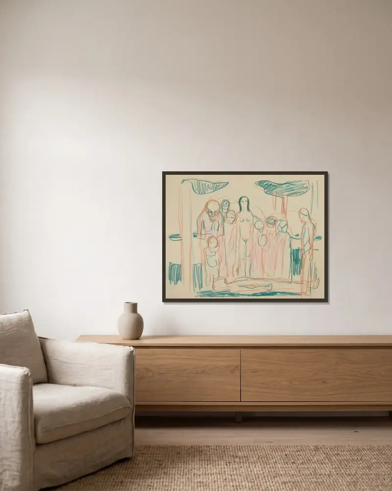 Ohne Titel 23 von Edvard Munch gerahmt an einer Wand