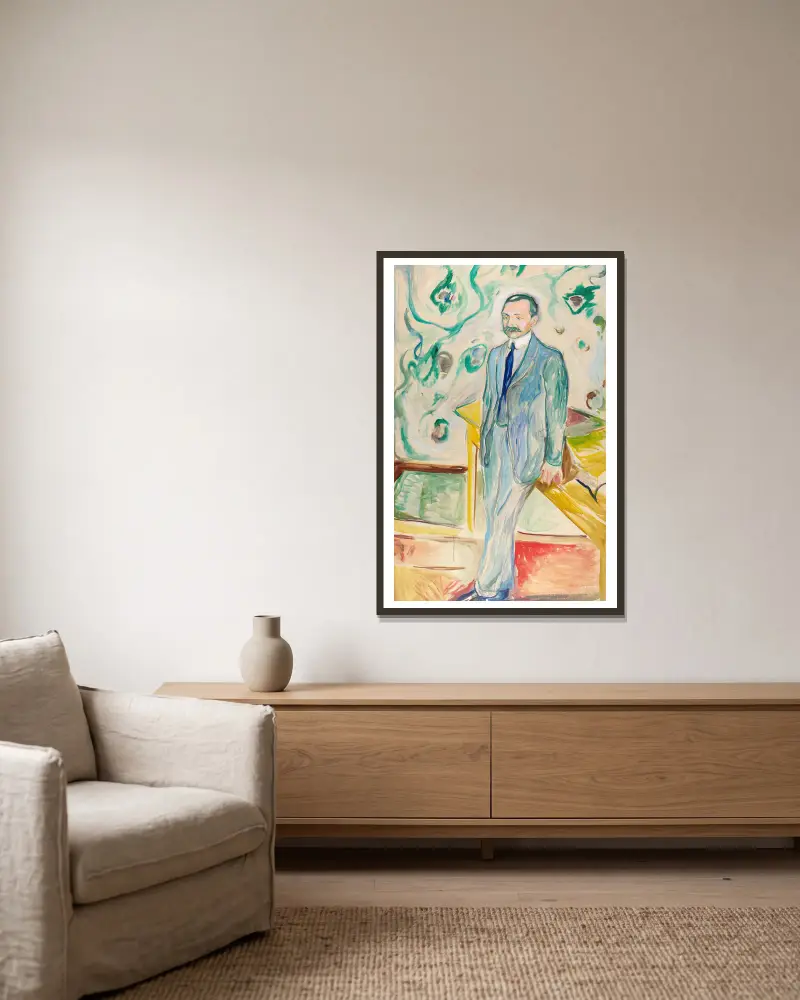 Wilhelm Wartmann av Edvard Munch inramad på en vägg