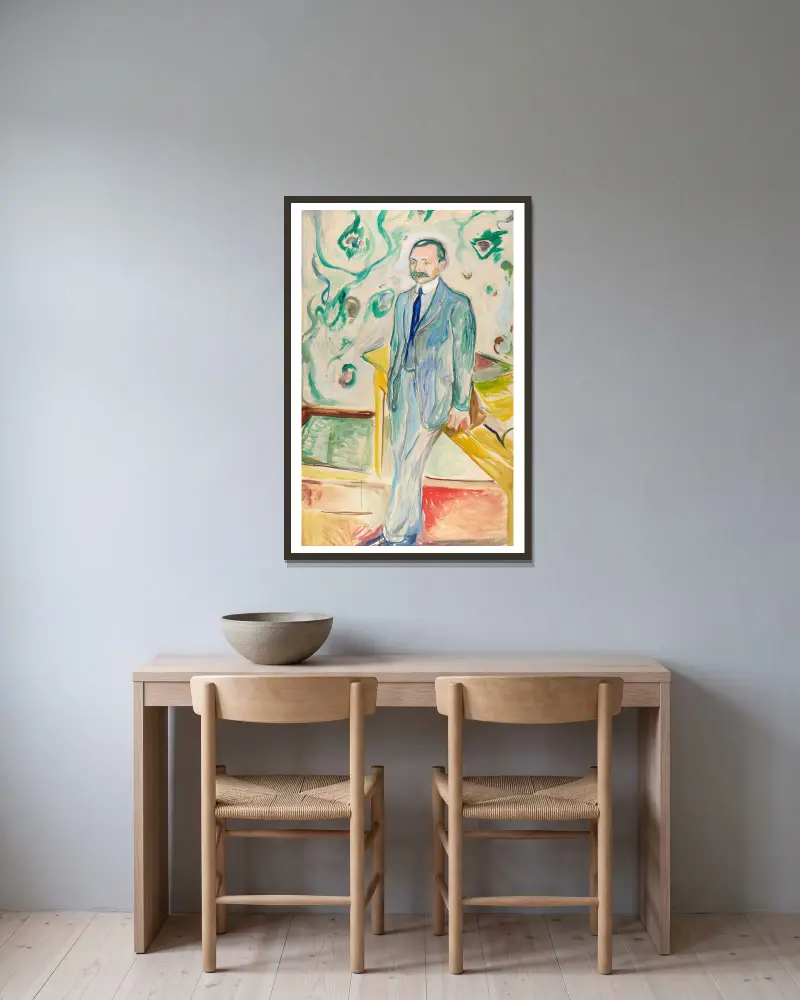 Wilhelm Wartmann av Edvard Munch inramad på en vägg