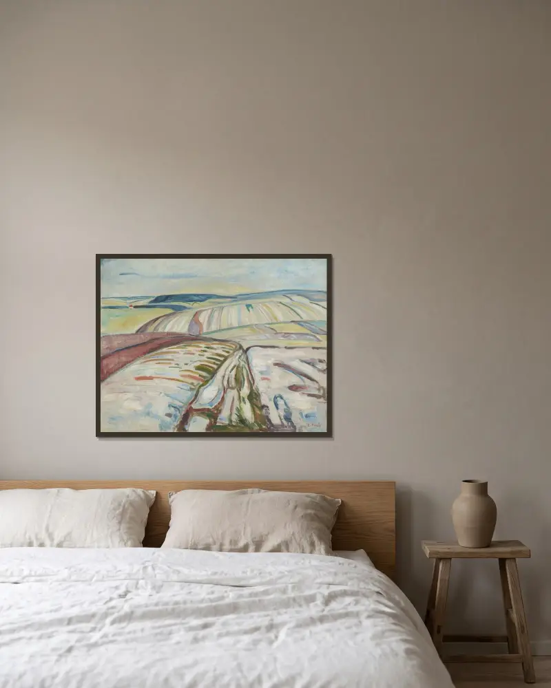 Winter. Elgersburg av Edvard Munch inramad på en vägg