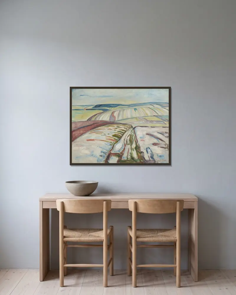 Winter. Elgersburg av Edvard Munch inramad på en vägg