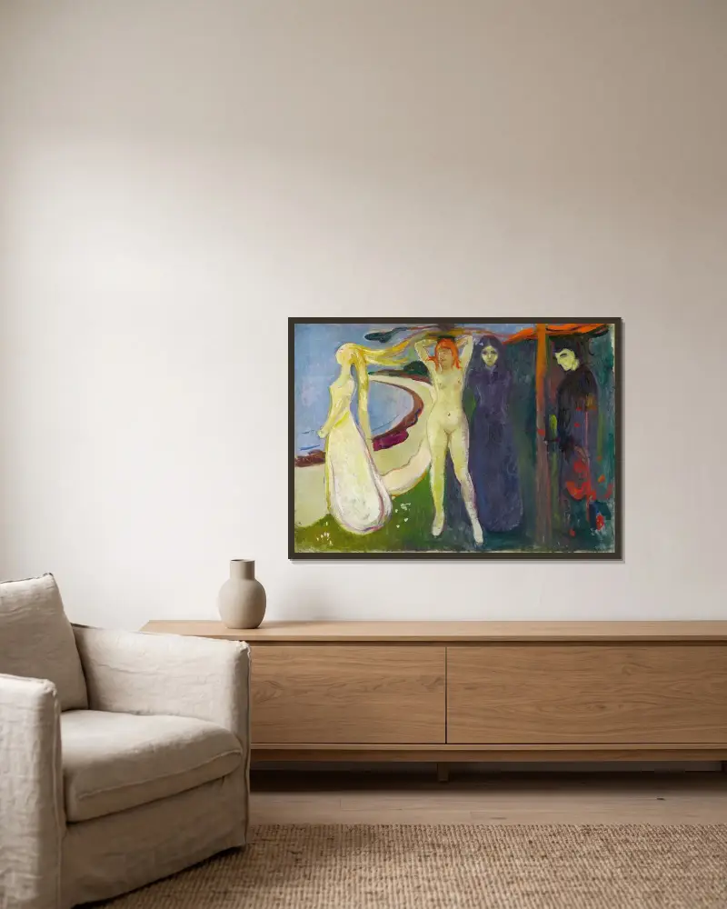 Žena. Sfinga, Edvard Munch v rámu na stěně