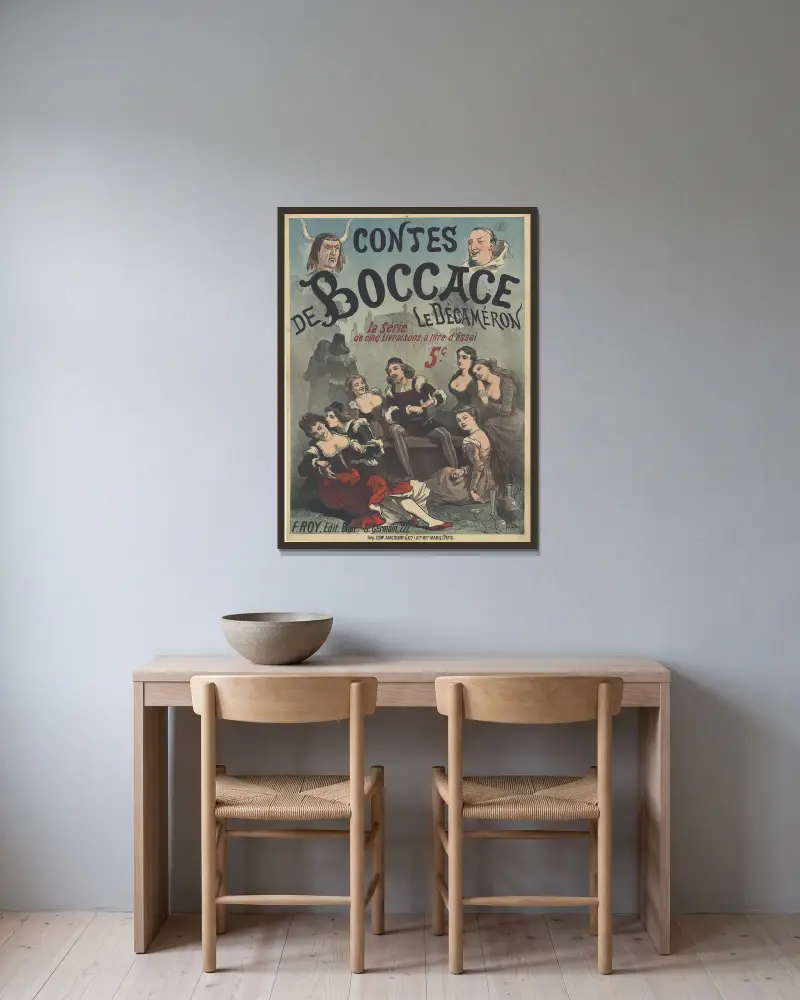 Boccaccios Erzählungen; Decamerone von Edward Ancourt gerahmt an einer Wand