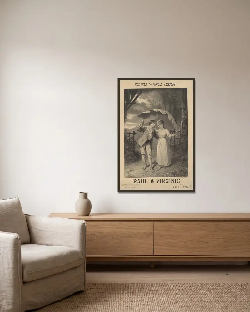 Théâtre national lyrique. Paul & Virginie von Edward Ancourt gerahmt an einer Wand