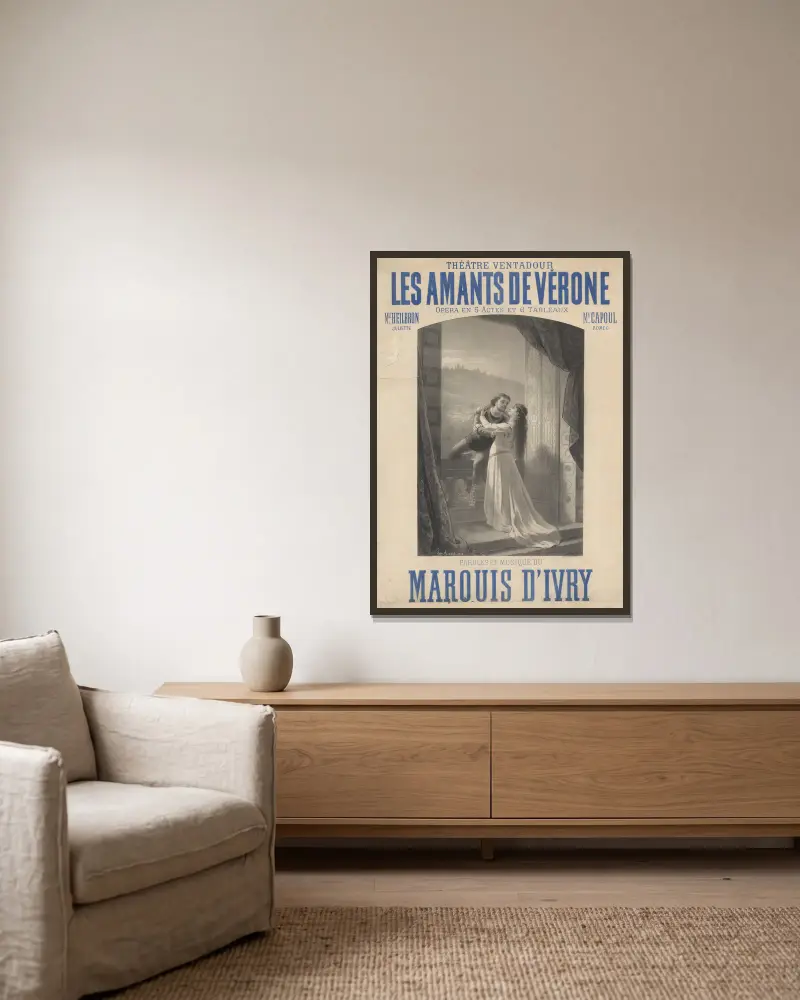 Théâtre Ventadour. Veronas älskande av Edward Ancourt inramad på en vägg