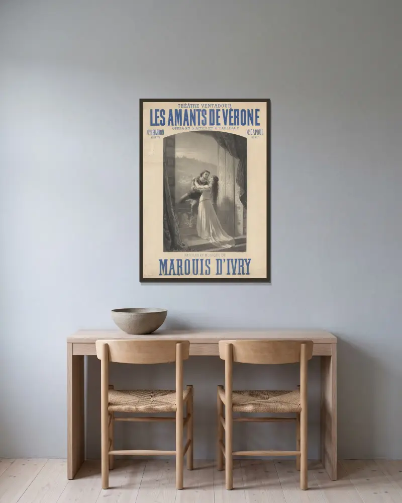 Théâtre Ventadour. Veronas älskande av Edward Ancourt inramad på en vägg