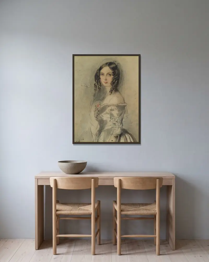 Ada Byron von Alfred Edward Chalon gerahmt an einer Wand