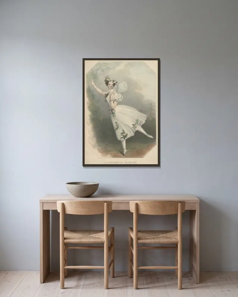 Mademoiselle Taglioni av Alfred Edward Chalon inramad på en vägg