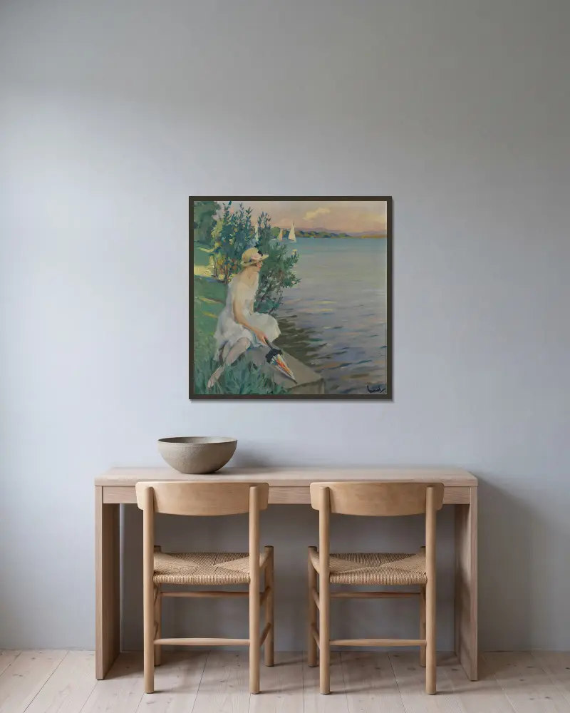 Na mořské zdi, Edward Cucuel v rámu na stěně