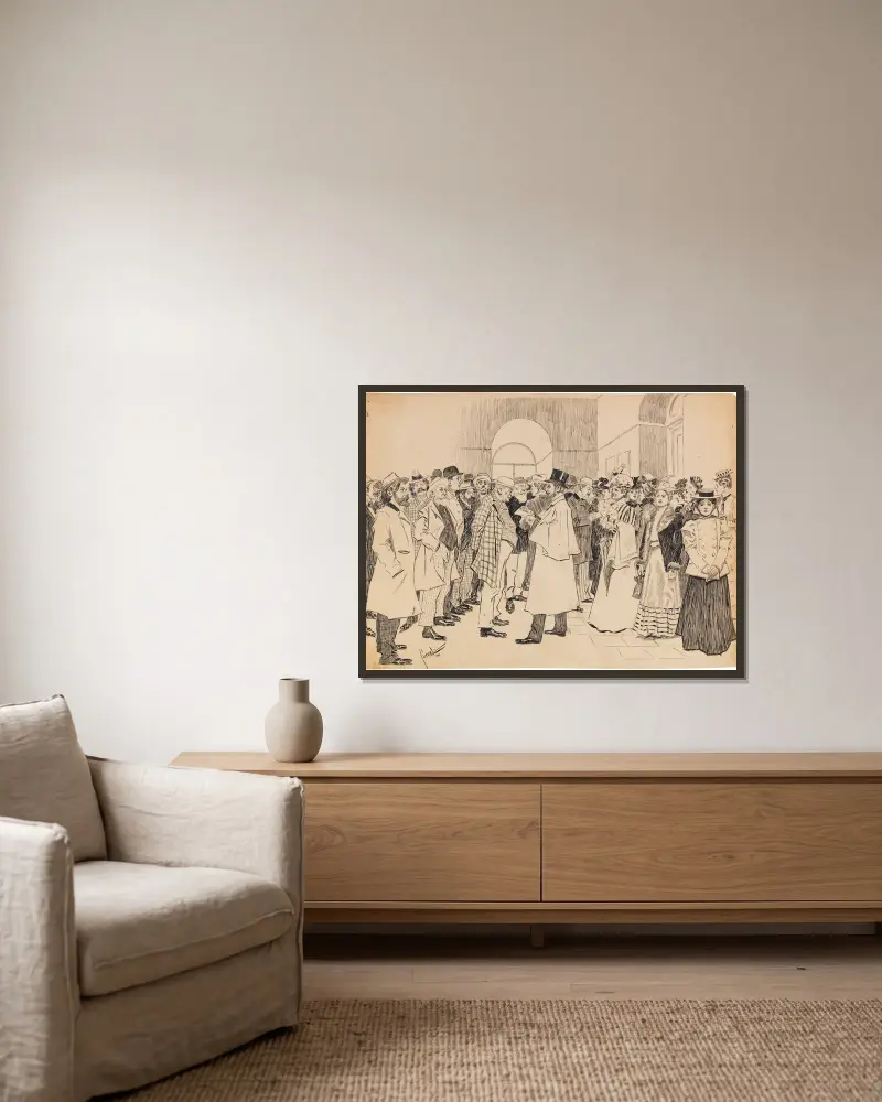 Dresdner Kunstausstellung von Edward Cucuel gerahmt an einer Wand